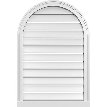 Ekena Millwork Round Top Surface Mount PVC Gable Vent: Functional, w/ 2"W x 2"P Brickmould Sill Frame, 26"W x 38"H GVPRT26X3803SF